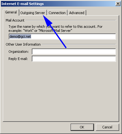 009_outlook_2007 Select Outgoing Server tab