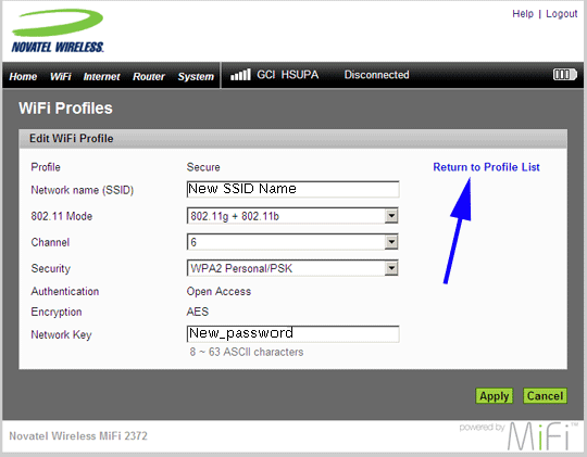 Click Return to Profile