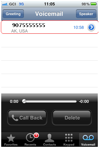 Voicemail Displayed