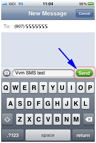 Type SMS, Tap Send