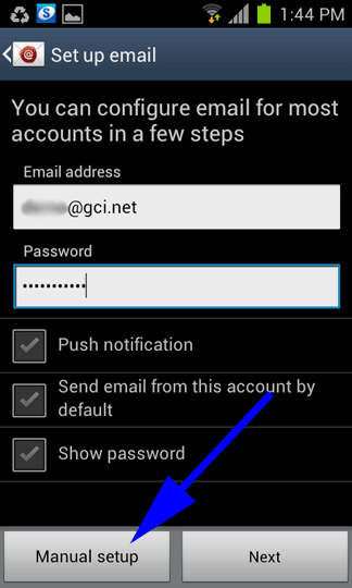 Manual setup button