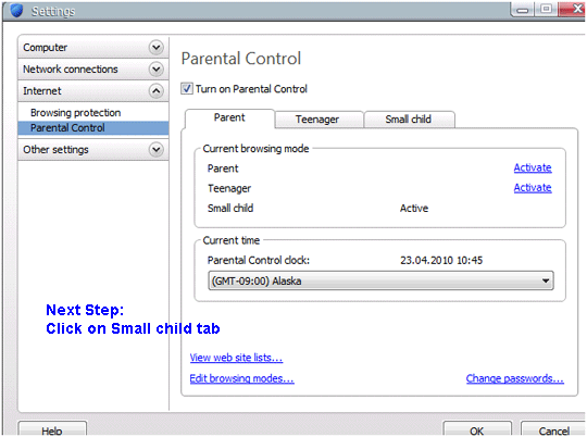 Parental Control Window